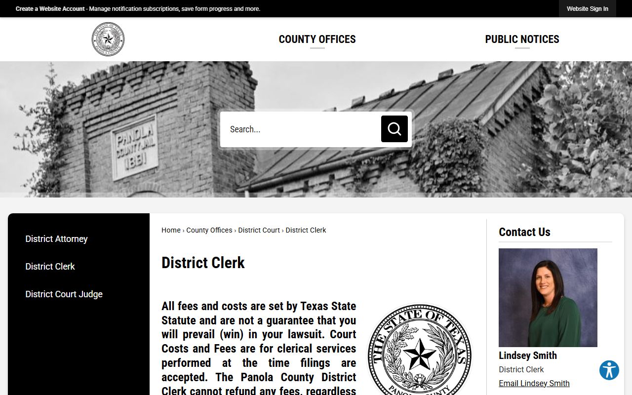 Panola County District Clerk court records after jail arrest copy instructions