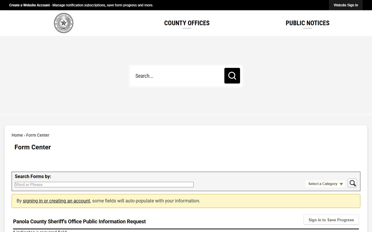 Panola County jail records public information request form